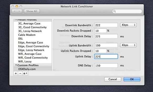 Downlaod Network Link Conditioner to Simulate Internet Connectivity Speed