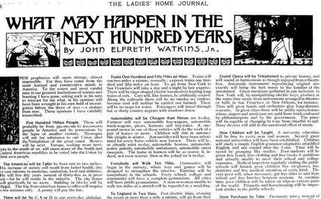 Predictions That  Made in 1900 for Coming Centuries 