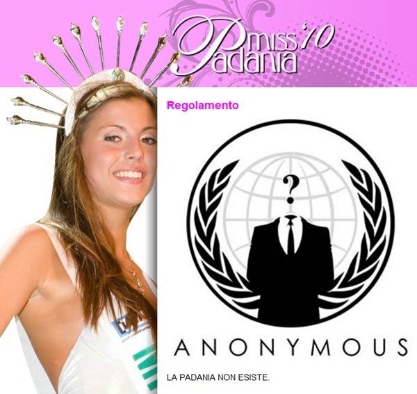Anonymous, Attacked the Site of Miss Padania