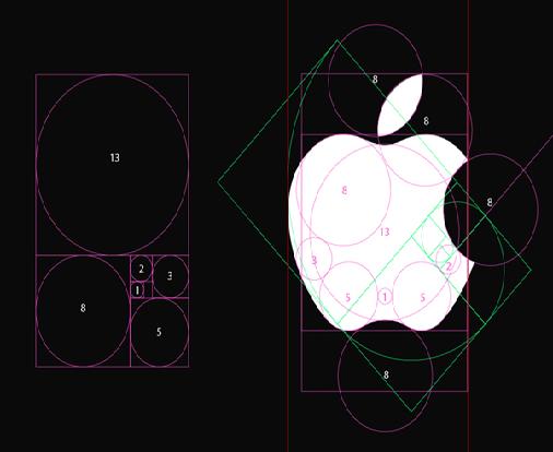 Apple and Golden Ratio, Golden Rectangle, Fibonacci Sequence in the Design-3