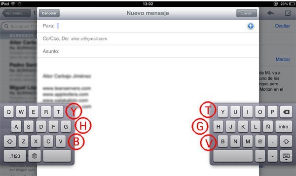 Hidden Keys on the Keyboard Divided iPad by Using iOS 5
